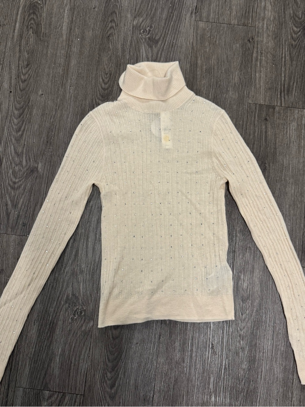 J. Crew 100% Cashmere Featherweight Turtleneck Sweater With Rhinestones